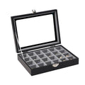Wudygirl Small Jewelry Organizer Ring Box Velvet Jewelry Box Earring Organizer with Clear Lid Jewelry Tray for Women Girls Jewelry Display Case Drawer Inserts 24 Grid (Gray) - style: Black Gray 24 Grid