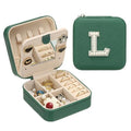 PATIKIL Travel Jewelry Case, L Initial Small Travel Jewelry Box Organizer Rings Earrings Storage Case Personalized Gifts for Women Girls Birthday Christmas Bridesmaid Gifts, Dark Green - style: L
