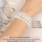 LPBeads Handmade Natural Gemstone Stretch Elastic Bracelet Healing Crystal Round Stone Beads Jewelry Gifts for Women Men - color: White Jade, size: 4mm