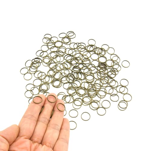 200pcs 12mm Mini Split Jump Ring with Double Loops Small Round Metal Bronze Key Rings Connectors for Making Handwork Charms Pendants Key Chains Ornaments DIY Crafts Accessories - color: Bronze 12mm 200pcs