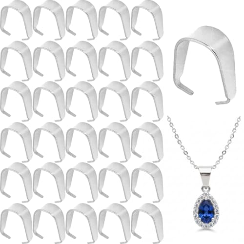 300 PCS Stainless Steel Snap On Bails, 8.5mm Pinch Clip Pendant Connector Charm Clasp for Jewelry Making, Necklace Earring Bracelet Choker Findings(Silver) - color: 300pcs-Silver