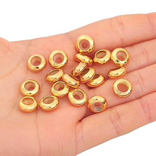 BEADIA 18K Gold Plated Stopper Beads 10x4.5mm 20pcs Rondelle Insert Silicon Length Adjust Spacer Beads for Jewelry Making Findings - color: Rondelle, size: 10x4.5mm