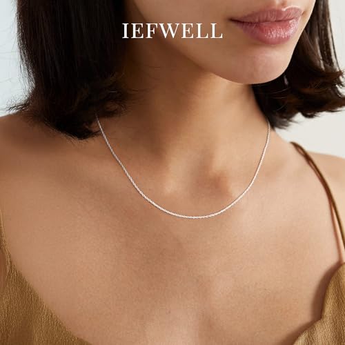 IEFWELL S925 Sterling Silver Chain Necklace for Women - 1.5mm Sterling Silver Twisted Rope Chains, Hypoallergenic Soft Sturdy Necklace 16 18 20 22 24 26 Inches Jewelry Gifts for Women Men - size: 18 Inch