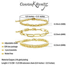 Waterproof Gold Chain Bracelet For Women Non Tarnish,14K Gold Plated Link Dainty Bracelets Stake Layered Bracelet Set Hypoallergen Gold Jewelry - color: Style-9