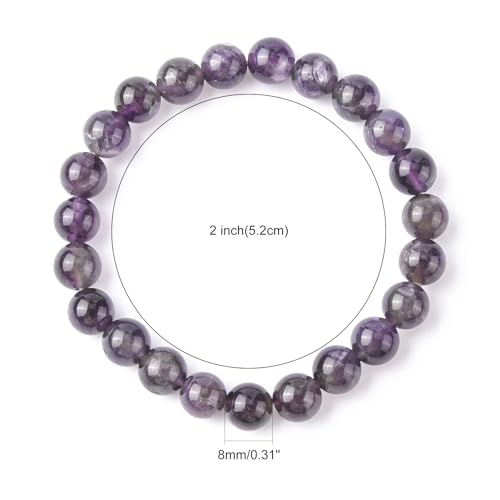 1Pcs Gemstone Bracelets, Amethyst Bracelets Ornament Adjustable Bracelets for Women DIY Necklace Bracelet Earring Jewelry Craft Making, about 5.2cm inner diameter, Bead: 8mm in diameter