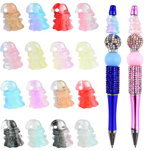16Pcs Acrylic Ghost Focal Beads for Pens Colorful Ghost Fancy Space Beads for DIY Craft Beadable Pens Keychain Bracelet Necklace Earrings Jewelry Making - color: Ghost