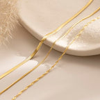 Tewiky Layered Necklaces for Women Non Tarnish- Chunky 14k Gold Plated Herringbone/Snake/Rope/Box/Cuban Link Chain for Women Waterproof Layering Stack Choker Necklace Trendy Dainty Tarnish Free Jewelry Set - color: 3 Necklace Set Gold