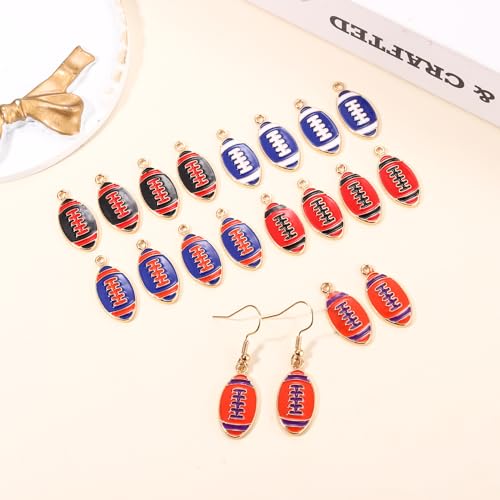 20PCS Sports Charms Enamel Basketball Baseball Pendant Charms for Jewelry Making Rhinestone Ball Game Softball Charms for Necklace Bracelet Earrings DIY Crafts - color: Set 9