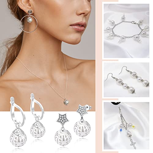 TOAOB 100pcs 8mm Silver Plated Filigree Hollow Ball Beads Round Metal Loose Spacer Beads for DIY Crafts Bracelets Necklaces Earrings Jewelry Making - color: Silver, size: 8mm