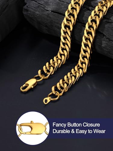 Bandmax Cuban Link Necklace for Men, Stainless Steel Chain, 5/7/10/13.5mm - color: g. 10mm Gold, size: 24 inch