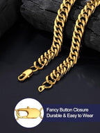 Bandmax Cuban Link Necklace for Men, Stainless Steel Chain, 5/7/10/13.5mm - color: g. 10mm Gold, size: 24 inch