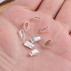 Silver Necklace Pendant Clasp, 8 Pcs Bulk Necklace Pendant Pinch Bail Jewelry Clasps Bracelet Charms Connector Sterling Silver Findings Pinch Clips Snap Bails for Jewelry Making - color: 8PcsC