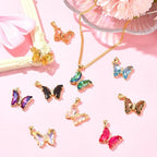 Ipotkitt 10 Pcs Glass Butterfly Charms Clear Micro Pave Cubic Zirconia Butterfly Charms Colorful Crystal Insect Charms for Jewelry Making Accessories - color: 10pcs-Glass Butterfly Charms-24x21x4mm
