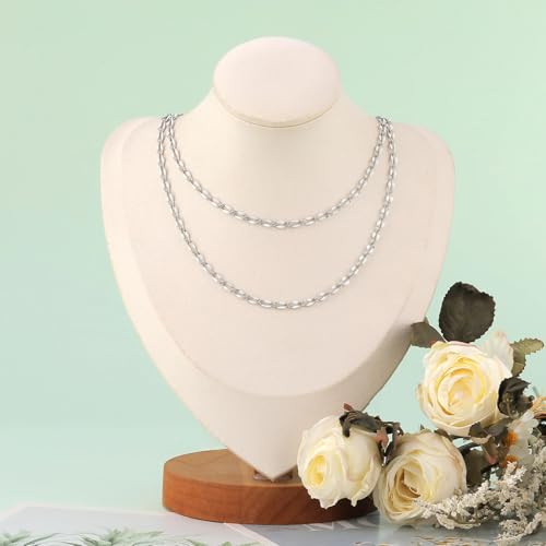 KYUNHOO 4 Meters White Oil Drip Lip Chain Link Silver Jewelry Chains for Making Jewelry Thin Craft Chain Roll with Lobster Clasps Jump Rings Supply Jewelry Making Findings - color: Silver White