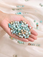 Jovivi 96pcs 8mm Round Amazonite Stone Beads for Jewelry Making - color: Amazonite