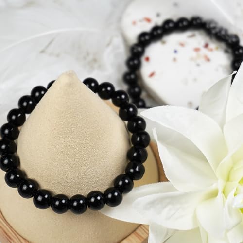 Jabrand 145pcs Glass Beads, 8mm Glass Beads for Barcelet and Jewelry Making DIY Crafts (Black) - color: Black
