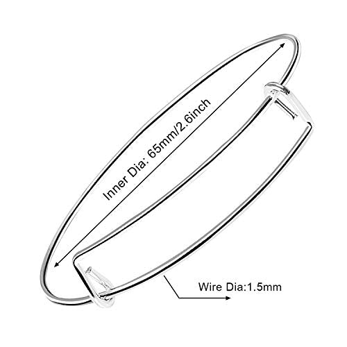 UPINS 60Pcs Expandable Blank Bangle Bracelets Adjustable Wire Bracelets for DIY Jewelry Making, Silver - color: Silver