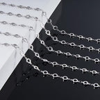 KYUNHOO 4.3 Yard Silver Craft Chains for Jewelry Making Hollow Circle Chain Links with Jewelry Connectors for Handcraft DIY Finding Supplies - color: Circle Steel