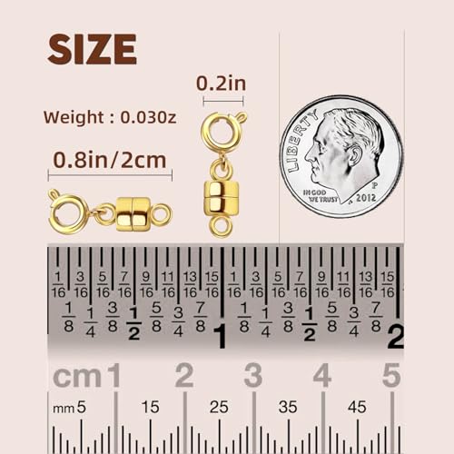 Magnetic Clasps for Necklaces Strong Magnetic Necklace Clasps and Closures, 14K Gold and Silver Bracelet Converter for Women - color: 18Pcs Gold
