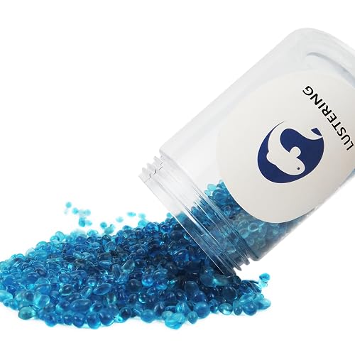 Lustering Decorative Round Flat Glass Beads,Glass Marbles,Glass Pebbles,Vase Filler Beads for Fire Pit Crafts Aquarium Garden Decoration,3-6mm,1-Pound Jar (Marine Blue) - color: Marine Blue