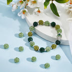 PH PandaHall 100pcs 10mm Green Rhinestone Beads Green Polymer Clay Beads Crystal Beads Pave Disco Ball Clay Beads Round Diamond Clay Beads for Necklace Bracelet Jewelry Making DIY Crafts - color: Green