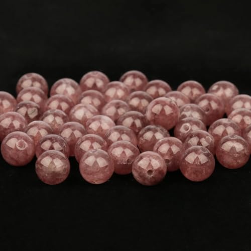 About 35pcs 10mm Natural Stone Beads Lepidolite Beads Crystal Gemstone for Jewelry Making, DIY Bracelet Necklace - color: Lepidolite, size: 10mm