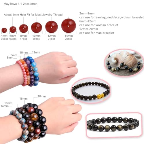 14mm Natural Black Obsidian Beads Round Gemstone Loose Beads for Jewelry Making 15" - color: Black Obsidian, size: 14mm