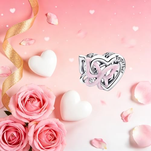 Mother Heart Charms for Bracelets Love Mom Flowers Charm Jewellery for Women - style: Entwined Heart & Butterfly Charm