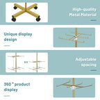 Flenpptly Retail Display Stand Rotating Display Stand 4 Tier Spinning Display Stand for Craft Shows, Jewelry, Keychain, Earring Adjustable Height Retail Display Racks (Gold) - color: 4-Tier Gold