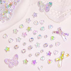 Juexica 500 Pcs ABS Imitation Pearl Beads Star Heart Bowknot Circle Flower White Aesthetic Beads for Jewelry Making Bracelets Necklaces Earrings Key Chains Accessories DIY Crafts(Bright Style) - color: Bright Style