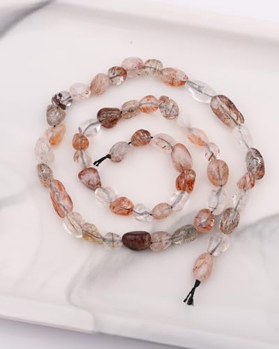 Natural Stone Beads 6-8mm Black Rutilated Quartz Oval Irregular Freeform Tumbled Loose Gemstone Beads for Jewelry Making 15 Inch Strand 50-55 Pcs - color: Black Rutilated Quartz-1 strand15”-approx. 55 beads