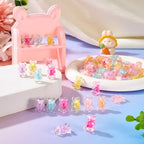 80Pcs Acrylic Gummy Bear Beads Random Color Pastel Fake Animal Gummy Bear Bracelet Beads Flat Back Kandi Bead Bulk for Crafts DIY Jewelry Making Supplies - color: Random #2