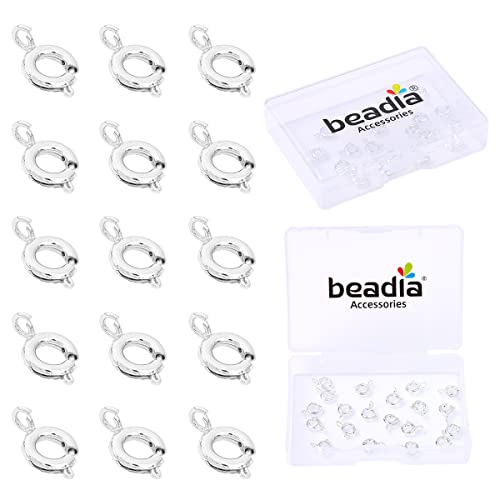 BEADIA Silver Plated Spring Clasps Non Tarnish 7mm 20pcs for Jewelry Making Findings - color: Spring Clasps Silver, size: 7mm