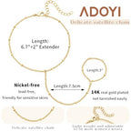 adoyi Gold Bracelets for Women, 14K Gold Plated Stackable Bracelet Stack Set Adjustable Charm Paperclip Chain Cuban Link Layered Waterproof Jewelry Sets Gifts for Womens - color: Gold Style C