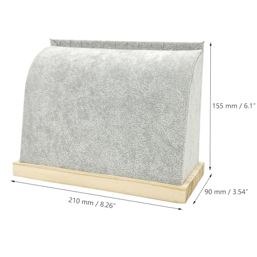Cambered Necklace Display Stand with Flannelette Soft Mat Wood Jewelry Organizer Tabletop Display Holder for Necklaces, Choker Pendant (Light Grey) - color: Light Grey