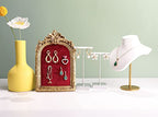 GemeShou White necklace holder stands for girls, Velvet hanging jewelry organizer, Metal necklace display stands for selling【White-Height 7.48 inch】