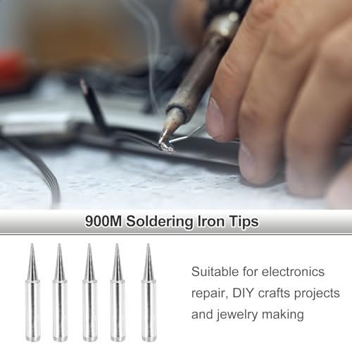 MECCANIXITY Pack of 10 900M Solder Tips Internally Heated Soldering Tips with Cleaning Sponge Pad Replacement Welding Accessories Kit for Electrical Solder Station Tip (900M-T-0.8B) - style: 900M-T-0.8B