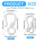 925 Sterling Silver Toggle S Hook Clasp 4 Pcs Metal Raindrop S Link Connector Jewelry End Clasp Connectors Clip 14mm for Bracelet Purse Making DIY Crafts - color: Sterling Silver/Double-Hook Clasp