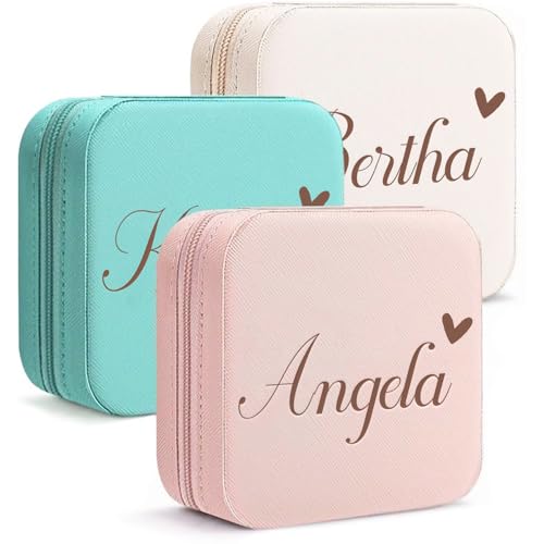 Personalized Travel Jewelry Box,Custom Leather Jewelry Case with Name,Customized Birthday Christmas Valentines Day Gifts for Women Bridesmaid Girls - color: Style 02