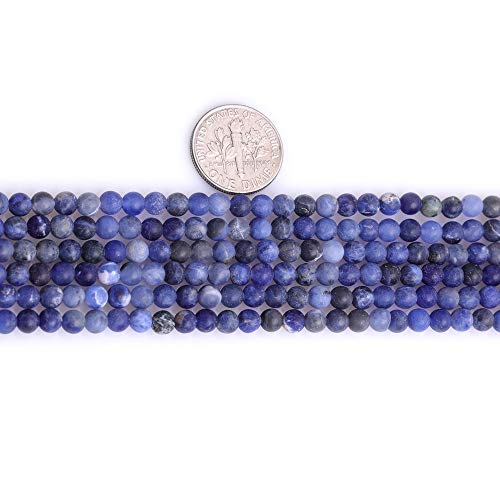 4mm Natural Stone Blue Sodalite Jasper Frosted Matte Unpolished Round Spacer Beads for Jewelry Making Strand 15 inch - color: Blue Sodalite, size: 4mm