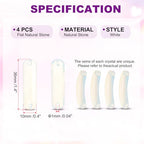 PATIKIL 4 Pcs Natural Stone, 36 x 10 mm Natural Curved Clear Quartz Stone Crystal Handmade Jade Flat Beads for DIY Crafting, White - color: White