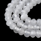 115pcs 4x2mm Rondelle Faceted Natural Jade Beads, Dyed Stone Beads Abacus Disk Stone Spacer Charm Bead for DIY Bracelet Necklace Jewelry Making Keychain Phone Chain Ornament, White - color: White
