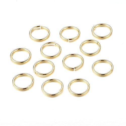 Kissitty 50g Brass Golden Plated Open Jump Rings 10mm Outside Dia. Round 18 Gauge Chainmail Jewelry Making Connectors (About 285pcs) - color: Golden#10mm