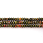 Faceted 4x6mm Natural Unakite Stone Rondelle Spacer Gemstone Beads Loose Semi Gemstone Beads for Jewelry Making - color: Unakite
