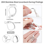 SUNNYCLUE 1 Box 200Pcs Leverback Earring Findings 304 Stainless Steel Earring Hooks Lever Back Earring Hook Ear Wire Hypoallergenic French Earring Clasps for Jewelry Making Kits DIY Dangle Earrings - color: 200pcs Stainless Steel