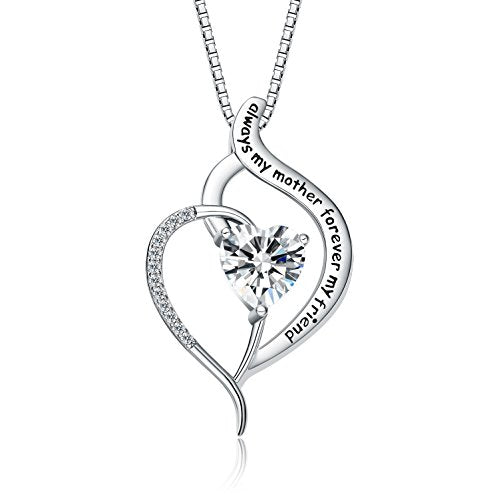 Forever Connected Mother & Son Necklace – Heart Pendant Gift for Mom, Sterling Silver Jewelry for Mother's Day or Birthday - style: Mom A