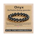 AD Beads Handmade Gemstone Stretch Elastic Bracelet Crystal Healing Reiki Nature's Beauty and Spiritual Essence Unisex - color: Black Onyx, size: 10mm