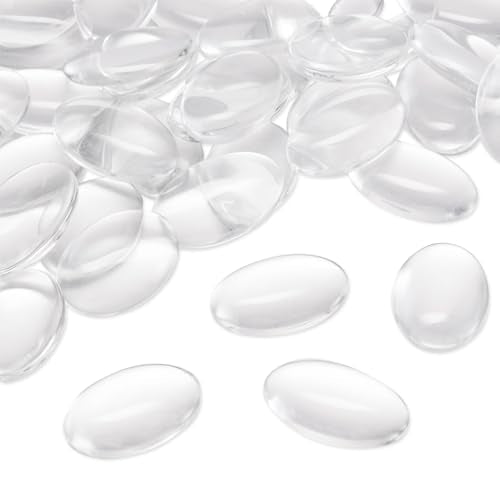 Craftdady 100Pcs Transparent Glass Cabochons 30x20mm Oval Clear Glass Flat Back Dome Tile Cabochons Covers for Photo Pendant Jewelry Making - color: Transparent Clear, size: 30x20mm Oval