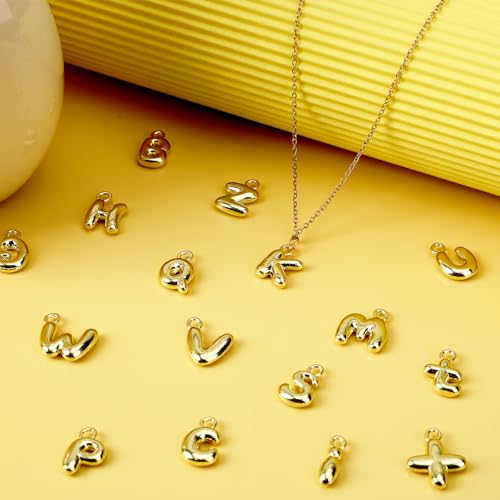 SANNIX 26Pcs Letter Charms, Initial Letter Charm for Jewelry Making, Gold A-Z Alphabet Letter Charm Pendants for Bracelet Necklace Earrings Crafts Making - style: 3D Letter