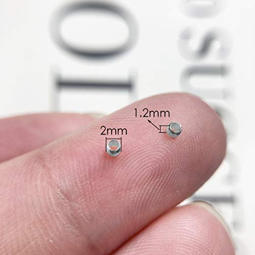 4000 Pieces 2mm Metal Round Crimp Beads Spacer Stoppers Beads Clamp Ends Metal Bead Spacers for DIY Bracelet Jewelry Making (Silver) - color: Silver